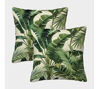 FSYQQASD Foglie Verdi Fodere Cuscini Giungla Tropicale Federa Cuscino Federe Cuscini Divan 50x50cm Copricuscini Set Di 2 Con Zip Invisibile,for Divano Summer Car Living Room