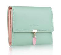 FT FUNTOR Portafogli RFID da donna, porta carte di credito a foglia trifold portafogli da donna portamonete tasca con cerniera con finestra d'identità, 1-verde, universale, portafoglio RFID