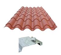 FT METALLI - lamiera ondulata finto coppo con Feltro Anticondensa e Antirumore copertura tettoia per esterno - lamiera zincata preverniciata - Rosso Coppo 2100 mm