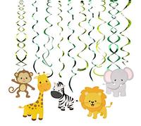 FT-SHOP Guirlandes Verticales Animaux Suspendus Tourbillons Bannière Plafond Suspendu Swirl Décoration pour Bébé Douche Fête Forêt Thème Anniversaire Décor Fournitures 30 pièces