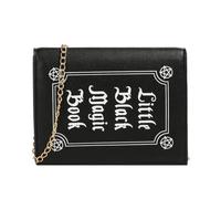 Ftchangfang Borsa a tracolla a forma di libro magico piccola borsa a tracolla con stampa di lettere borsa a tracolla in stile gotico quadrato per le donne, Black-a, 7.9*5.5in