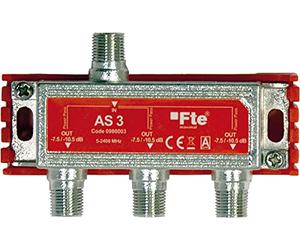 FTE Partitore Antenna TV SAT 3 Uscite Divisore Segnale As3 Passaggio Corrente