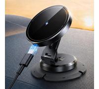 FTEOYEL Caricabatterie wireless da auto da 15 W e supporto magnetico per | Doppia rotazione a 360°, struttura in lega di alluminio, ingresso di tipo C