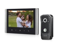 FTes RFKits 4fili 7" Sistema Videocitofonico AHD 1080P, Campanello con Cavo e 10 Suonerie,Dispositivo Esterno Impermeabile IP65 con Visione Notturna a IR, Sblocco Tramite Monitor