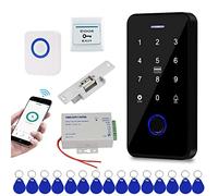FTes RFKits Kit Impermeabile di Controllo Accessi TUYA,Tastiera RFID a Sfioramento,Serratura Elettrica NC,Alimentazione 3A,Pulsante di Commutazione,Campanello Cablato,15ps di Keyfobs a 13,56 MHz