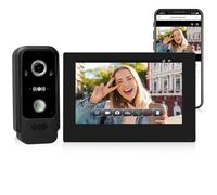 FTes RFKits Videocitofono a 2 Fili, con Schermo da 7Pollici,Tuya WiFi,HD 1080P Telecamera-Grigio,Visione Notturna a Infrarossi,Rilevamento del Movimento,Sblocco Tramite APP Intelligente/Scheda RFID