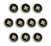 ftiemlovde 10 Eleganti Bottoni Dorati per Giacca Donna in Metallo,Bottoni Oro Grandi per Cappotto Uomo da Cucire,Bottoni Decorativi Vintage Neri Eleganti Camicia Pantaloni（J10 18mm)