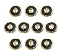 ftiemlovde 10 Eleganti Bottoni Dorati per Giacca Donna in Metallo,Bottoni Oro Grandi per Cappotto Uomo da Cucire,Bottoni Decorativi Vintage Neri Eleganti Camicia Pantaloni（I10 18mm)
