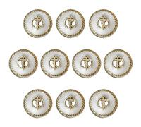 ftiemlovde 10 Eleganti Bottoni Dorati per Giacca Donna in Metallo,Bottoni Oro Grandi per Cappotto Uomo da Cucire,Bottoni Decorativi Vintage Bianco Eleganti Camicia Pantaloni（I10W 18mm)