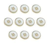 ftiemlovde 10 Eleganti Bottoni Dorati per Giacca Donna in Metallo,Bottoni Oro Grandi per Cappotto Uomo da Cucire,Bottoni Decorativi Vintage Bianco Eleganti Camicia Pantaloni（J10W 18mm)