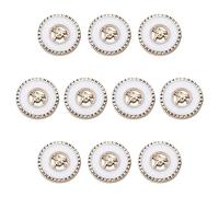 ftiemlovde 10 Eleganti Bottoni Dorati per Giacca Donna in Metallo,Bottoni Oro Grandi per Cappotto Uomo da Cucire,Bottoni Decorativi Vintage Bianco Eleganti Camicia Pantaloni（N10W 23 mm)