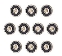 ftiemlovde 10 Eleganti Bottoni Dorati per Giacca Donna in Metallo,Bottoni Oro Grandi per Cappotto Uomo da Cucire,Bottoni Decorativi Vintage Neri Eleganti Camicia Pantaloni（N10 15mm)