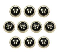 ftiemlovde 10 Eleganti Bottoni Gioiello Dorati per Giacca Donna in Metallo,Bottoni Oro Grandi per Cappotto Uomo da Cucire,Bottoni Decorativi Vintage Neri Eleganti Camicia Pantaloni（H10 18mm)