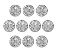 ftiemlovde 10 Eleganti Bottoni Ore Argento con Strass per Giacca Donna in Metallo, Decorativi Button Grandi con Rhinestone per Cappotto Cucire Camicia Pantaloni (L10S 20mm)