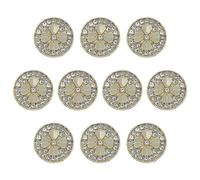 ftiemlovde 10 Eleganti Bottoni Ore Oro con Strass per Giacca Donna in Metallo, Decorativi Button Grandi con Rhinestone per Cappotto Cucire Camicia Pantaloni (L10G 23mm)