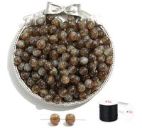 ftiemlovde 60 Colorate Kit Perline per Braccialetti Adulti Collane，Grandi Dure Beads per Bigiotteria Fai da te （Marrone Scintillante 8mm）