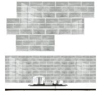 FTISSLY 12 Pz Adesivi per Piastrelle Rettangolare,Autoadesivo Mattonelle in PVC Impermeabile da 30x15cm,Mattoncini Adesivi da Parete,Piastrelle Adesive 3D per Bagno Cucina Fai da Te