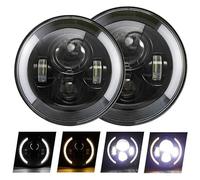 Faro 2 Pezzi Per Auto 7 "fari A Led Hi/Low H4 Halo Angle Eyes Per Lada 4x4 Per Urban Per Niva Fari(2 pcs Half-7inch)