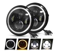 FTJKKVV Faro 2 Pezzi Per Auto 7 "fari A Led Hi/Low H4 Halo Angle Eyes Per Lada 4x4 Per Urban Per Niva Fari(2 pcs Round-7inch)