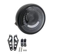 FTJKKVV Faro Universale Per Moto Per Cafe Racer Per Bobber 65 Pollici DRL Angel Eyes H4 LED Staffa Di Montaggio Laterale Bianca A Spirale Parti Faro Moto Anteriore(Headlamp and bracket)