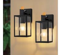 FTL Applique da Esterno con Sensore per Esterno dal Crepuscolo all'Alba 2 Pezzi, Lampada da Parete piccola, E27 Luce da Parete con Sensore Crepuscolare, IP44 Applique Lanterna da Esterna per Portico