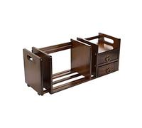 FTOQWZXV Libreria da scrivania, scaffale per libri con 4 griglie, libreria per documenti, riviste, CD, camera da letto, cucina, mensola telescopica con piccolo cassetto per ufficio e casa ()
