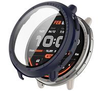 FTRONGRT Cover Compatibile con Amazfit Active 2, PC + Pellicola Temperata Tutto Compreso Antigraffio Custodia Protettiva Compatibile con Amazfit Active 2.Blu Inchiostro