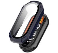 FTRONGRT Cover Compatibile con Xiaomi Smart Band 9 / Band 9 NFC, PC + Pellicola Temperata, Antigraffio, Custodia Protettiva Compatibile con Xiaomi Smart Band 9 / Band 9 NFC. Blu Inchiostro