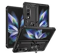 FTRONGRT Samsung Galaxy Z Fold 4 Cover, Hybrid Dual Layer TPU+PC Custodia, Durevole Manicotto Protettivo Antiurto, con Supporto per Cellulare, per Samsung Galaxy Z Fold 4-Nero