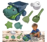 Ftrule Set di 6 giocattoli di sabbia, dinosauro a tema sandbox giocattolo, giocattolo da spiaggia per bambini, con annaffiatoio, stampi per sabbia, dinosauro, per ragazzi e ragazze