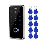 FTSTech Clavier de Porte Tactile à Empreinte Digitale Extérieure,Étanche IP68,Clavier de Lecteur de Carte IC 13,56 MHz,avec 10 Télécommandes Bleues IC