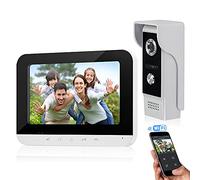 FTSTech FTes RFKits Videocitofono Tuya Telefono per Videocitofono 7 Pollici Kit di Interfono Cablato Monitor del Pannello Tattile,Fotocamera Esterna IR Sblocco Remoto per la Sicurezza Domestica