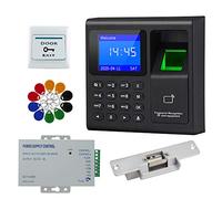 FTSTech Kit Controllo Accessi RFID con Tastierino Numerico Apriporta, Tastiera Codice per Presenze, Serratura Elettrica NC, Pulsante Uscita, 10 Portachiavi ID e Alimentatore 12V