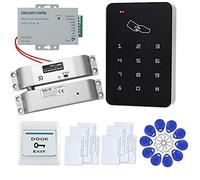 FTSTech Kit di Controllo Accessi per Porta Singola Completo a 125KHz Apriporta Autonomo Serratura a Catenaccio Elettrico Pulsante di Uscita RFID Carte Bianche