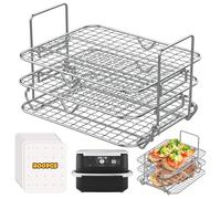 FTUREERA Griglia per friggitrice ad aria calda a 3 ripiani, compatibile con Ninja Foodi AF500EU, griglia multifunzione per Ninja Flex Drawer AF500EU 10,4L con 200 pezzi di carta da forno