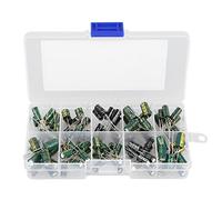 FTVOGUE 100 Pcs 10 Valori Kit di Assortimento di Condensatori Elettrolitici Componenti Elettronici con Scatola di Archiviazione Trasparente