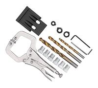 FTVOGUE 15° Oblique Hole Locator Kit, TiPlated Drill Bits | per tasselli per la lavorazione del legno, set da 16 pezzi, boccole per trapano filettate, corpo in lega di alluminio,