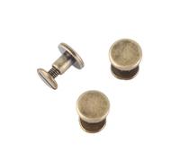 FTVOGUE 20pcs rivetto in metallo a testa piatta in rame viti in ottone dadi chiodi rivetti berretti in pelle accessori per cappotti protezioni borse decorazione(6.5mm)