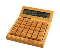 FTVOGUE Calcolatrice per Batteria Solare in bambù a 12 Cifre con Display LCD a Doppia Alimentazione, Funzioni di Memoria Percentuale Radice Quadrata per Ufficio, Casa, Scuola