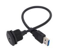 FTVOGUE Cavo Incasso Tipo C a USB Femmina-maschio, Connettore Filettato per Montaggio a Pannello 30 Cm con Copertura Antipolvere per Trasferimento Dati a 5 Gbps e Ricarica a 15 W in Veicoli e