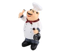 FTVOGUE Chef Figurine Americano Vintage Paese Felice Chef Resina Figurine Home Restaurant Cafe Da Tavolo Decor Regali Da Collezione (71110-04 Chef holding cucchiaio)