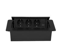 FTVOGUE Ciabatta da Incasso, Presa da Scrivania con Indicatore LED e Presa Pop-up Lenta, Porta Ethernet CAT6, Alloggiamento in ABS con Pannello Spazzolato, con Cavo di Alimentazione da 6