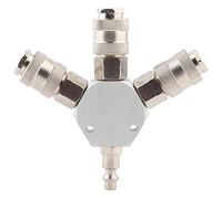 FTVOGUE Collettore a 3 Vie per Tubi Aria con Attacchi Rapidi - Adattatore e Splitter Pneumatico da 1/4" NPT - Struttura Robusta per Utensili Pneumatici