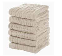 FTVOGUE Confezione da 6 Salviette per Neonati in Cotone, Salviette Morbide e Assorbenti a 6 Strati 12x12 Pollici con Tecnologia a Trama Semplice per Asciugamani per Neonati con Pelle (Albicocca