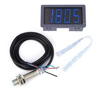 FTVOGUE Contagiri Motore 0-9999 RPM con Sensore Interruttore di | Display LED Blu da 0,56", Ampio Voltaggio 8-24 V, Sensore NPN NO per Test della velocità del Motore