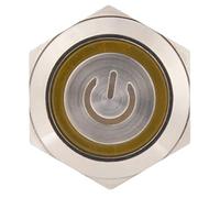FTVOGUE Interruttore a Pulsante, Interruttore a Pulsante con Bloccaggio in Acciaio Inossidabile 19 Mm 4 Pin da 12 a 24 V CC IP65 1NO Testa Piatta Rotonda per Apparecchiature per Pannelli di (YELLOW)