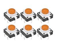 FTVOGUE Interruttore a Pulsante Tattile ABS LED Interruttore a Pulsante Momentaneo 6 Pin DC12V 50mA Confezione da 20 per TV Apparecchiature Audio Computer Pannelli di Controllo Industriali (YELLOW)