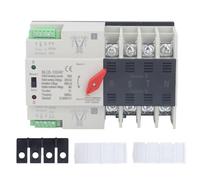 FTVOGUE Interruttore di Trasferimento Automatico A Doppia Alimentazione, Contatto in Argento con Materiale PC Ignifugo 4P 100 A 220 V CA, con Coperchio di Protezione Terminale, pe (100A)