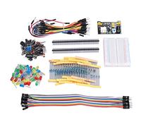 FTVOGUE Kit di Componenti Elettronici per, Breadboard Senza Saldatura da | Assortimento di principianti fai-da-te, scheda di prototipazione da 400 punti di collegamento, pacchetto condensatori e