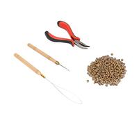 FTVOGUE Kit di Strumenti per Extension Capelli con Perline di Anelli in Silicone 200 Pezzi 5 Mm, Accessori Professionali per Acconciature per Uso Domestico in Salone, Include Pinze Uncinetti Gancio